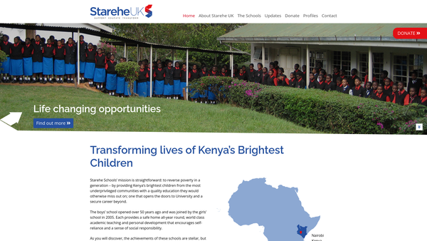 Screenshot of the Starehe UK website