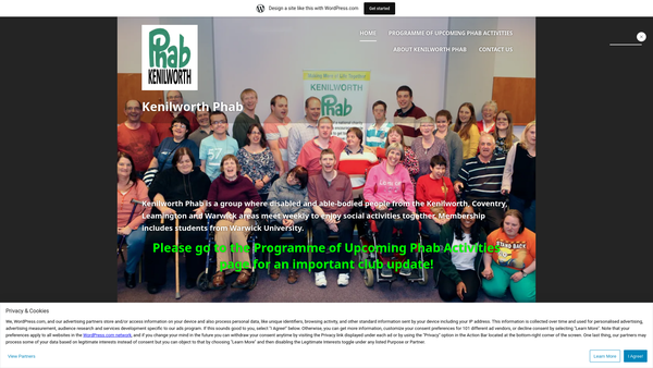 Screenshot of the Kenilworth Phab website