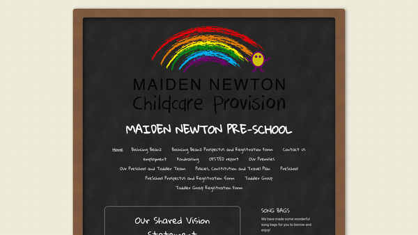 Screenshot of the Maiden Newton Childcare Provision website