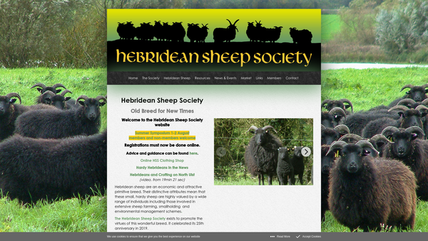 Screenshot of the Hebridean Sheep Society website