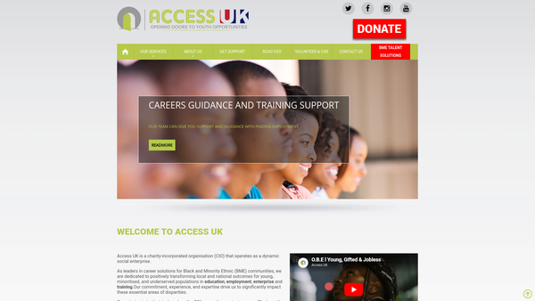 Screenshot of the African Caribbean Careers & Employment Support Services UK website