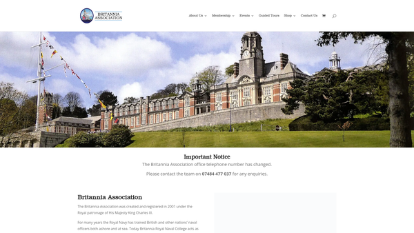 Screenshot of the The Britannia Association website