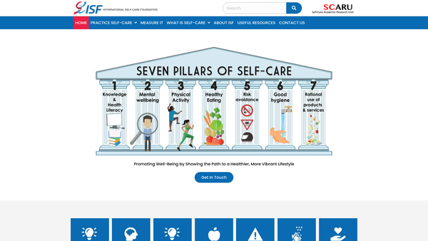 Screenshot of the International Self-Care Foundation Ltd website