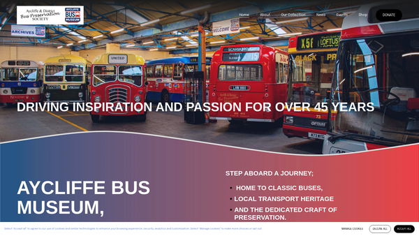 Screenshot of the Aycliffe And District Bus Preservation Society website