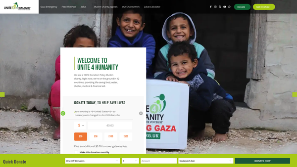 Screenshot of the Unite 4 Humanity website
