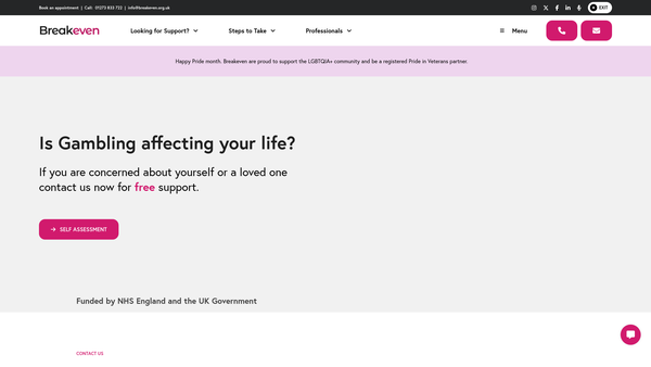 Screenshot of the Breakeven website