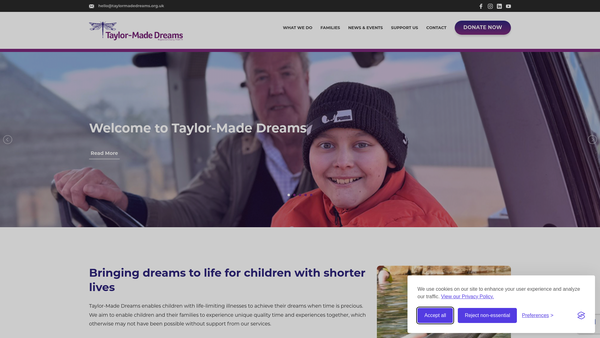 Screenshot of the Taylor Made Dreams website