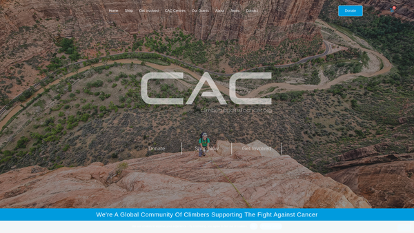 Screenshot of the Climbers Against Cancer website