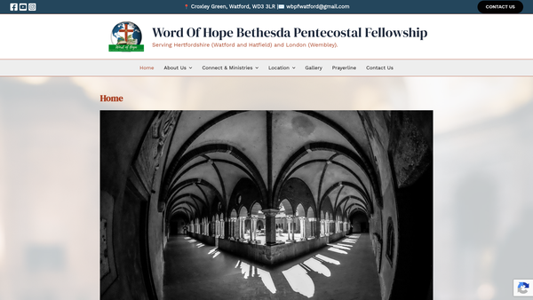 Screenshot of the Word Of Hope Bethesda Pentecostal Fellowship website