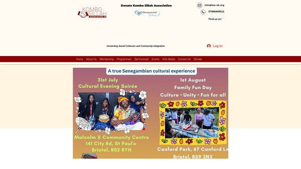 Screenshot of the Kombo Sillah Association website