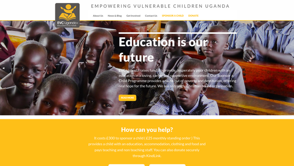 Screenshot of the Empowering Vulnerable Children ( Evc ) Uganda website
