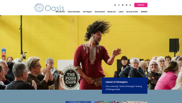 Screenshot of the Oasis website