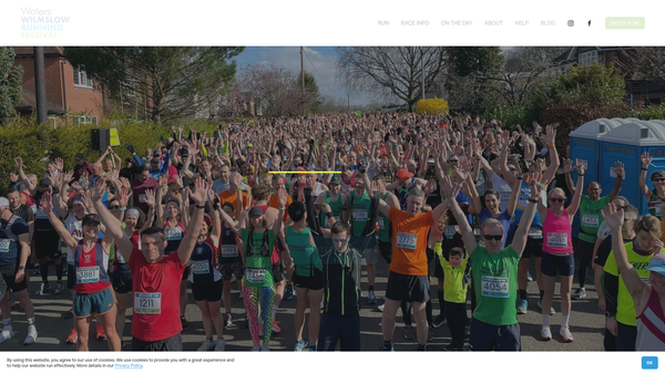 Screenshot of the Wilmslow Half Marathon website