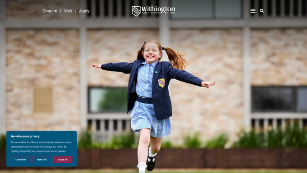 Screenshot of the Withington Girls' School website