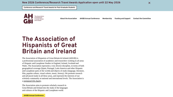 Screenshot of the Association Of Hispanists Of Great Britain And Ireland website