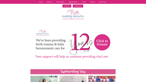 Screenshot of the Making Miracles website