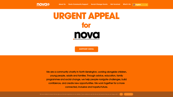 Screenshot of the Nova New Opportunities website