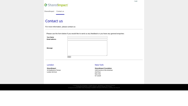 Screenshot of the Sharedimpact Foundation (UK) Limited website