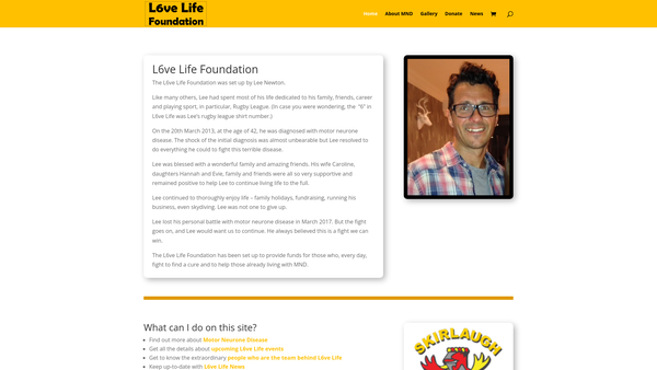 Screenshot of the L6velife Foundation website