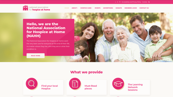 Screenshot of the National Association For Hospice At Home website