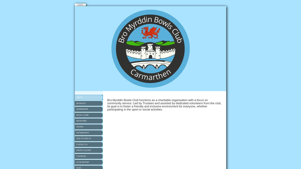 Screenshot of the Bro Myrddin Bowls Club website