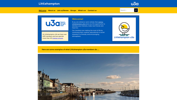 Screenshot of the Littlehampton U3A website