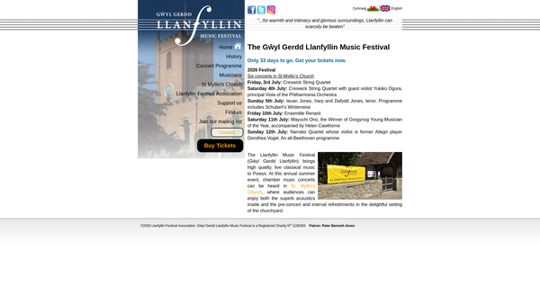 Screenshot of the The Gwyl Llanfyllin Festival Association website