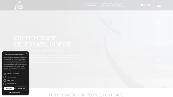 Screenshot of the National Spitfire Project website
