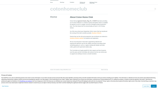 Screenshot of the Coton Home Club website