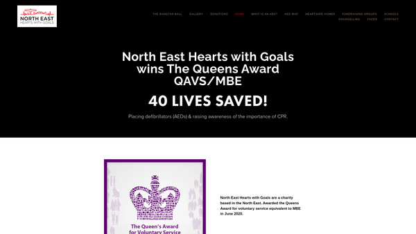 Screenshot of the North East Hearts With Goals website