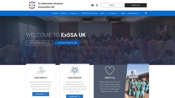 Screenshot of the Ex Sakerettes Association website