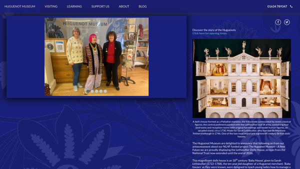 Screenshot of the Huguenot Heritage Centre website