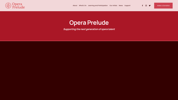 Screenshot of the Opera Prelude website