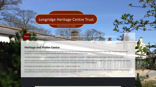 Screenshot of the Longridge Heritage Centre Trust website