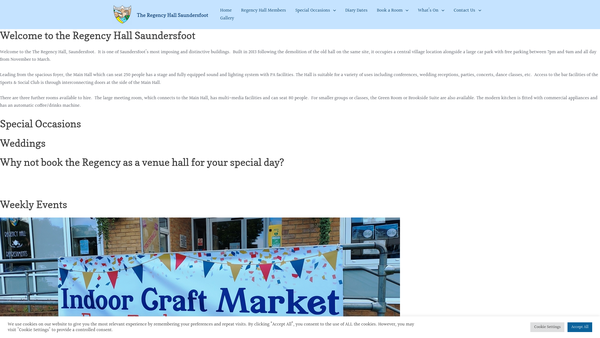 Screenshot of the Regency Hall Community Centre website