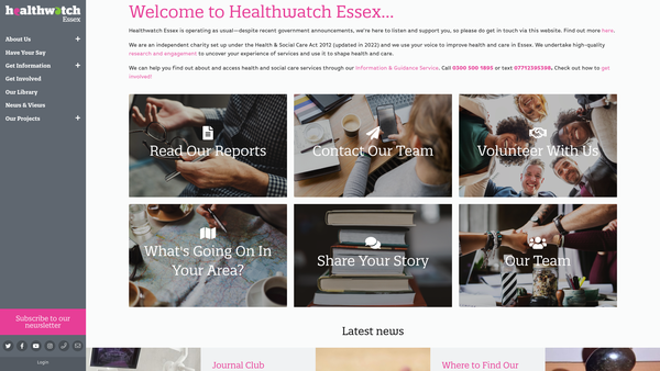 Screenshot of the Healthwatch Essex Limited website