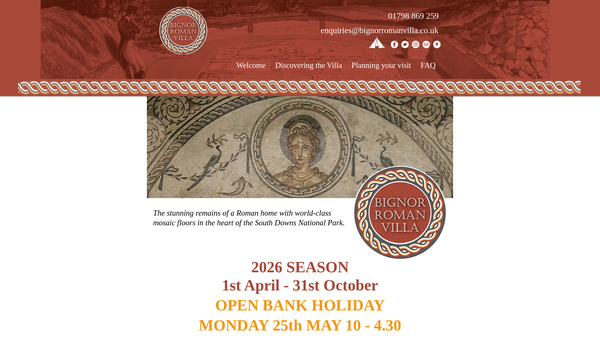 Screenshot of the The Bignor Roman Villa Charitable Trust website