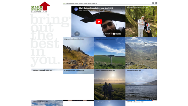Screenshot of the Mark Evison Foundation website
