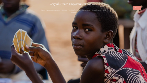 Screenshot of the Chrysalis Youth Empowerment Network website