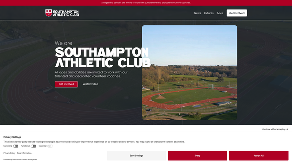 Screenshot of the Southampton Athletic Club CIO website
