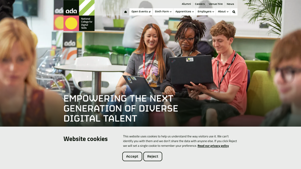 Screenshot of the National College For Digital Skills website