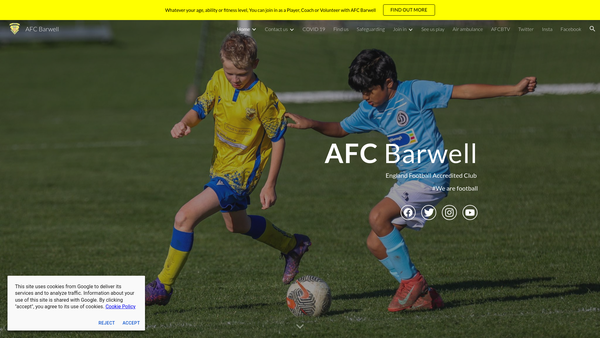 Screenshot of the AFC Barwell website