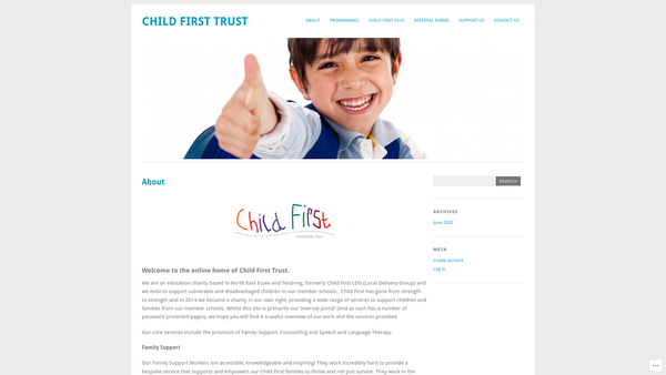 Screenshot of the Child First Trust website