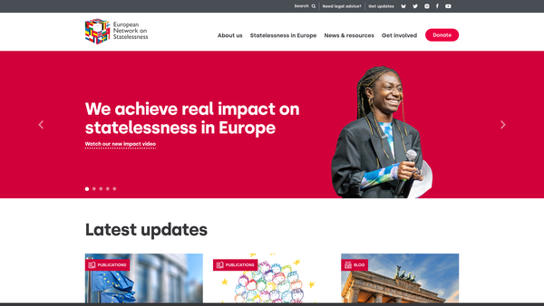 Screenshot of the European Network On Statelessness website