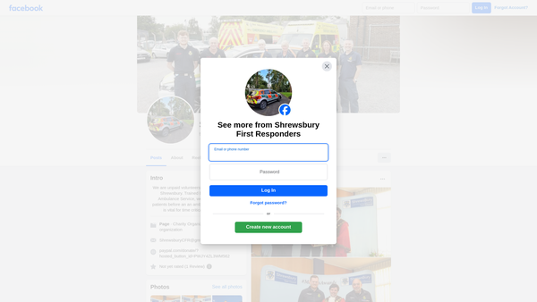 Screenshot of the Shrewsbury First Responders website
