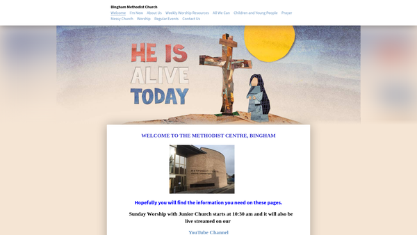 Screenshot of the Bingham Methodist Church website