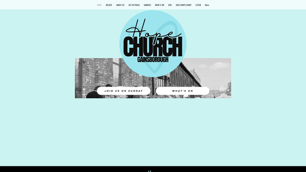 Screenshot of the Hope Church Gainsborough website