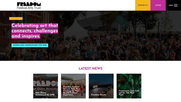 Screenshot of the Freedom Festival Arts Trust website