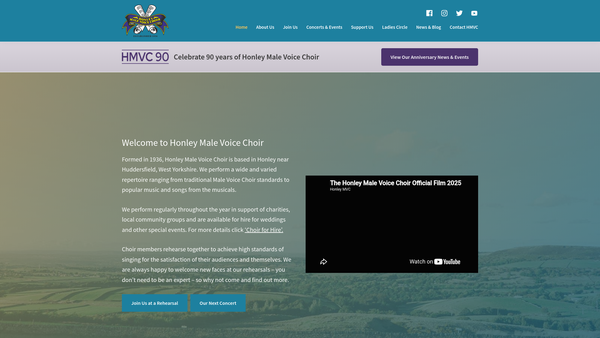 Screenshot of the Honley Male Voice Choir website
