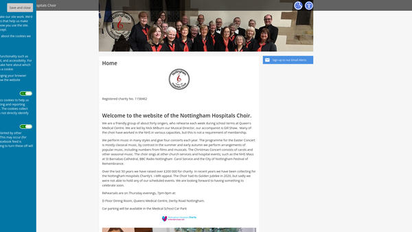 Screenshot of the Nottingham Hospitals' Choir website